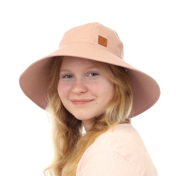 Leinenhut mit breiter Krempe &ndash; Dusty Rose