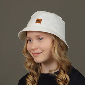 Bucket Hat &ndash; Leinen, Wei&szlig;