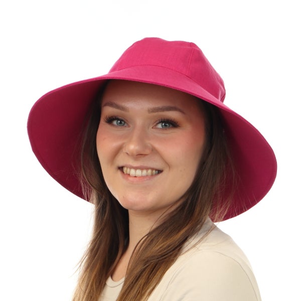 Leinenhut mit breiter Krempe &ndash; Pink