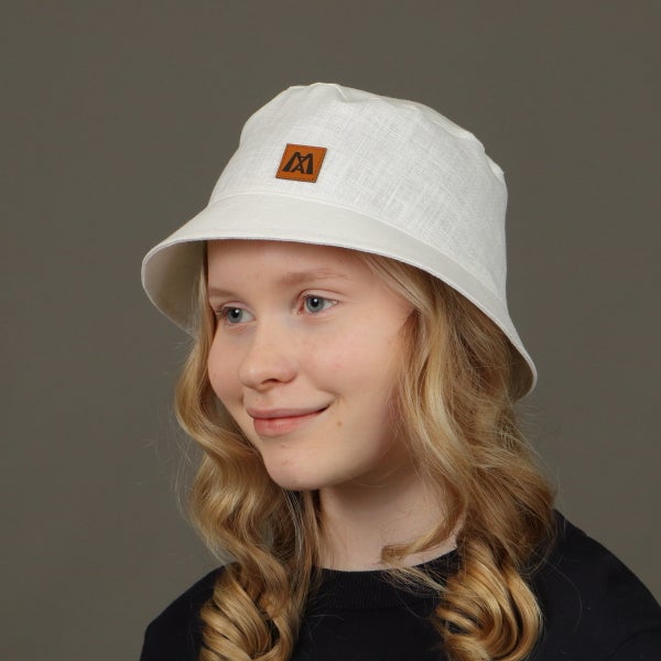 Bucket Hat &ndash; Leinen, Wei&szlig;